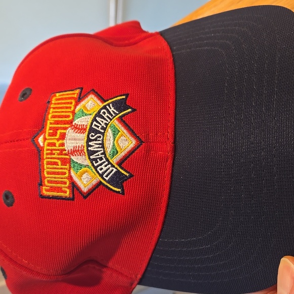 Authentic Cooperstown Dreams Park Red Baseball Cap Velcro Back One Size - Picture 2 of 10